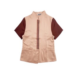 大量訂做女裝短袖保潔工作服   自訂企領卡其色暗鈕門襟星級酒店清潔服  客房保潔服 SKHH016 大量訂做女裝短袖保潔工作服   自訂企領卡其色暗鈕門襟星級酒店清潔服  客房保潔服 SKHH016